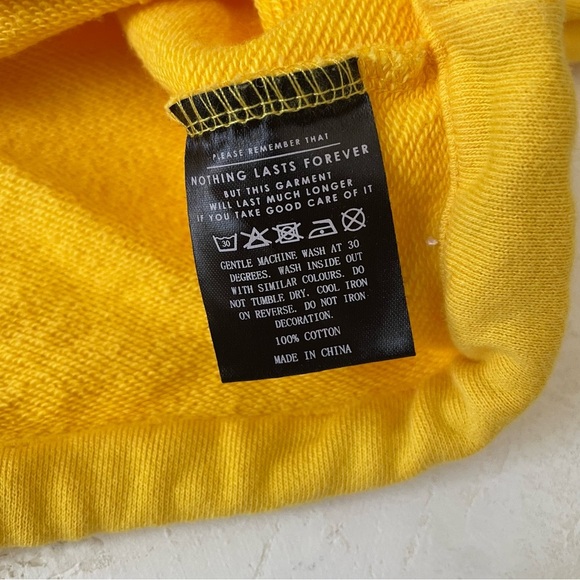 Lazy Oaf Yellow Cropped Hoodie Size SM - Picture 8 of 9